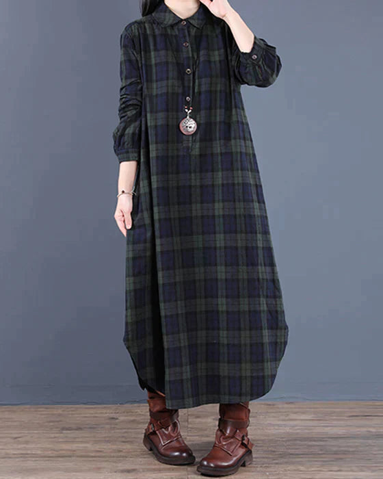 Esther Minimalist Dress Long Sleeve Checked Shirt Designer Edit