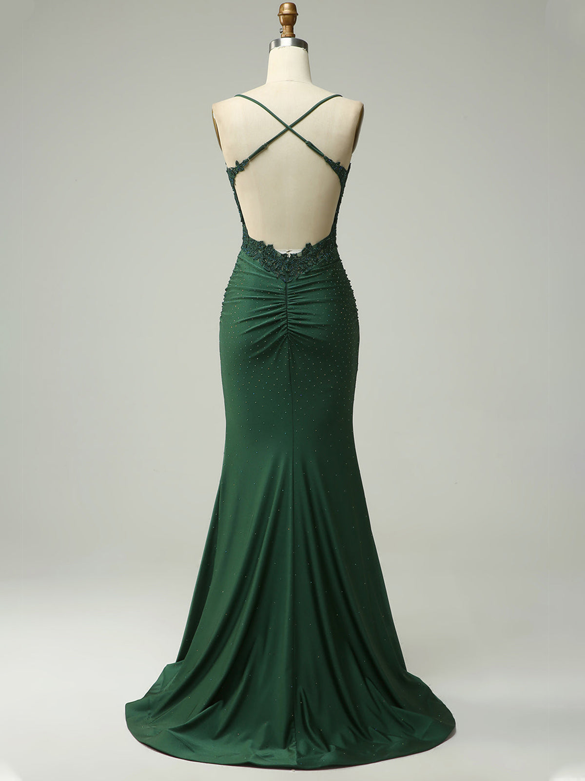 Mermaid Halter Beaded Long Prom Dress with Appliques and Slit