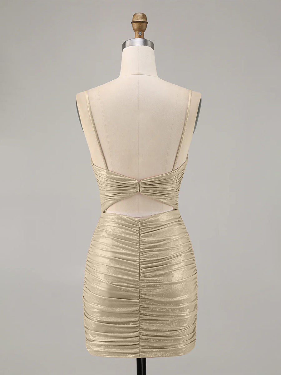 Bodycon Cut Out Ruched Beaded Homecoming Dress