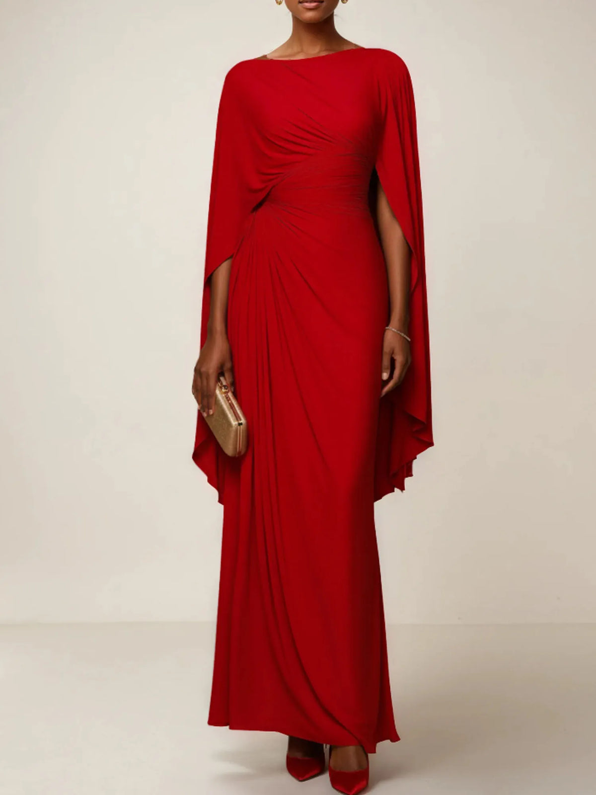 Sheath/Column Boat Neck Boat Neck Floor-Length Dress - FashionDia