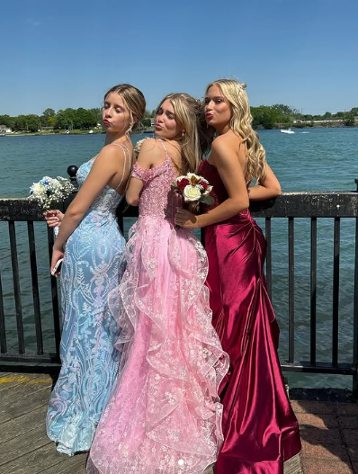 Pink Off Shoulder Fluffy Lace Appliques Floral Long Prom Dress Evening Dress Y7846 - View 5 | VelvetHem