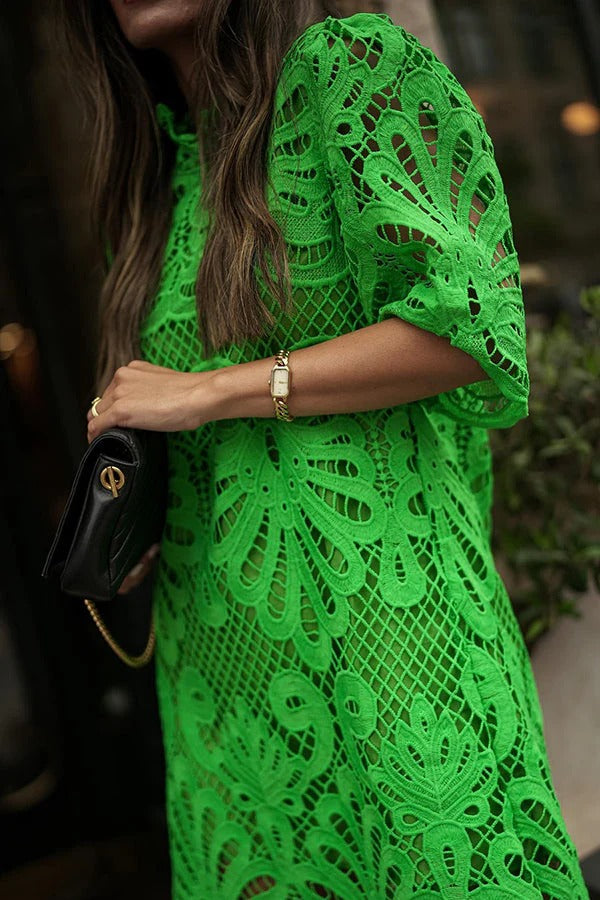 Fiorella Aesthetic Reason To Smile Crochet Lace Mini Dress Evening Wear Edit