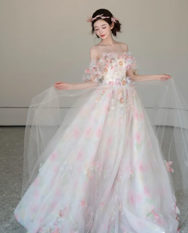 Off The Shoulder Tulle Prom Party Dress Birthday Dress Evening Dress - VelvetHem