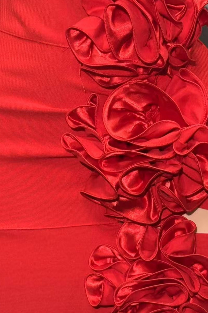Premium Red Cutout Floral Dress for Modern Fashion Wear