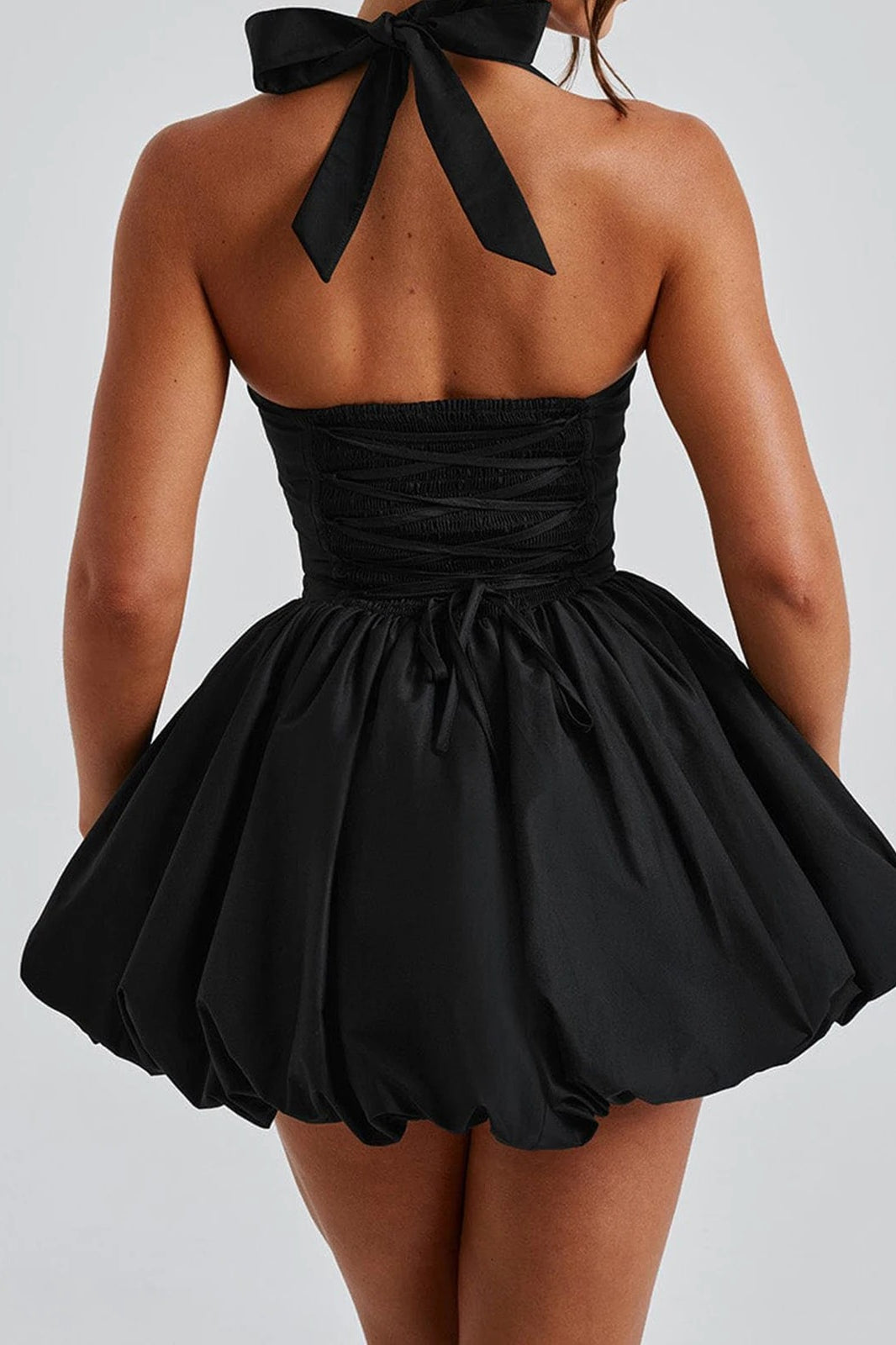 Sleeveless Halter Bubble Mini Dress - View 3 | FashionDia