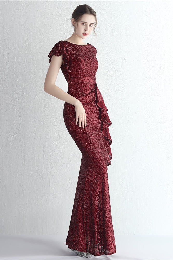 Glitter High Neck Mermaid Slit Formal Dress