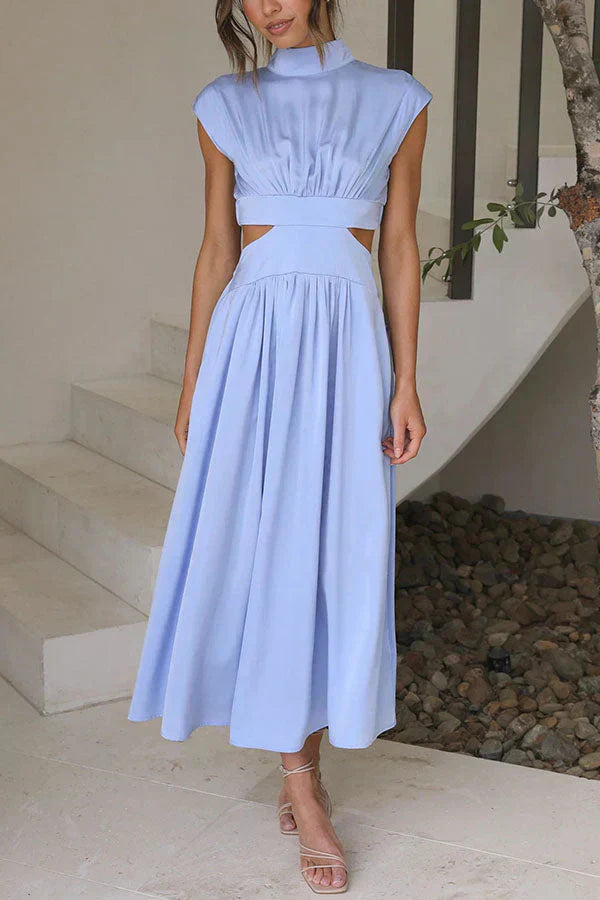Amalia Chic Pleated Maxi Dress for Women Elevated Occasion Wear