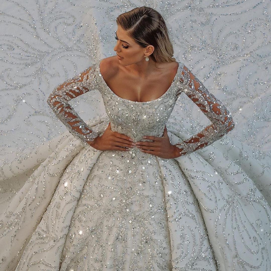 Bmbridal Long Sleeve Ball Gown Wedding Dress With Beads (ZD17404)