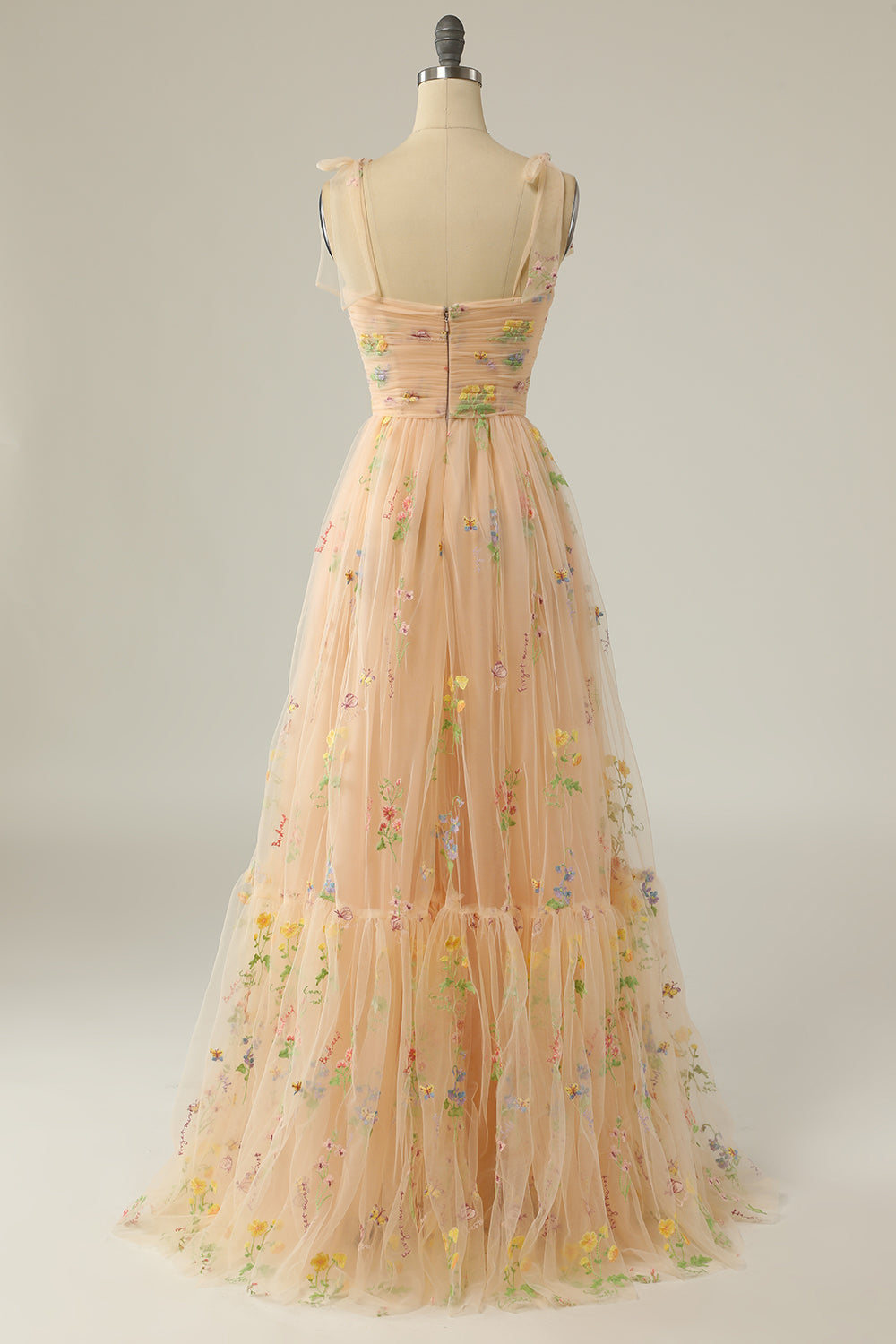 Elegant A Line Spaghetti Straps Blue Long Prom Dress with Embroidery