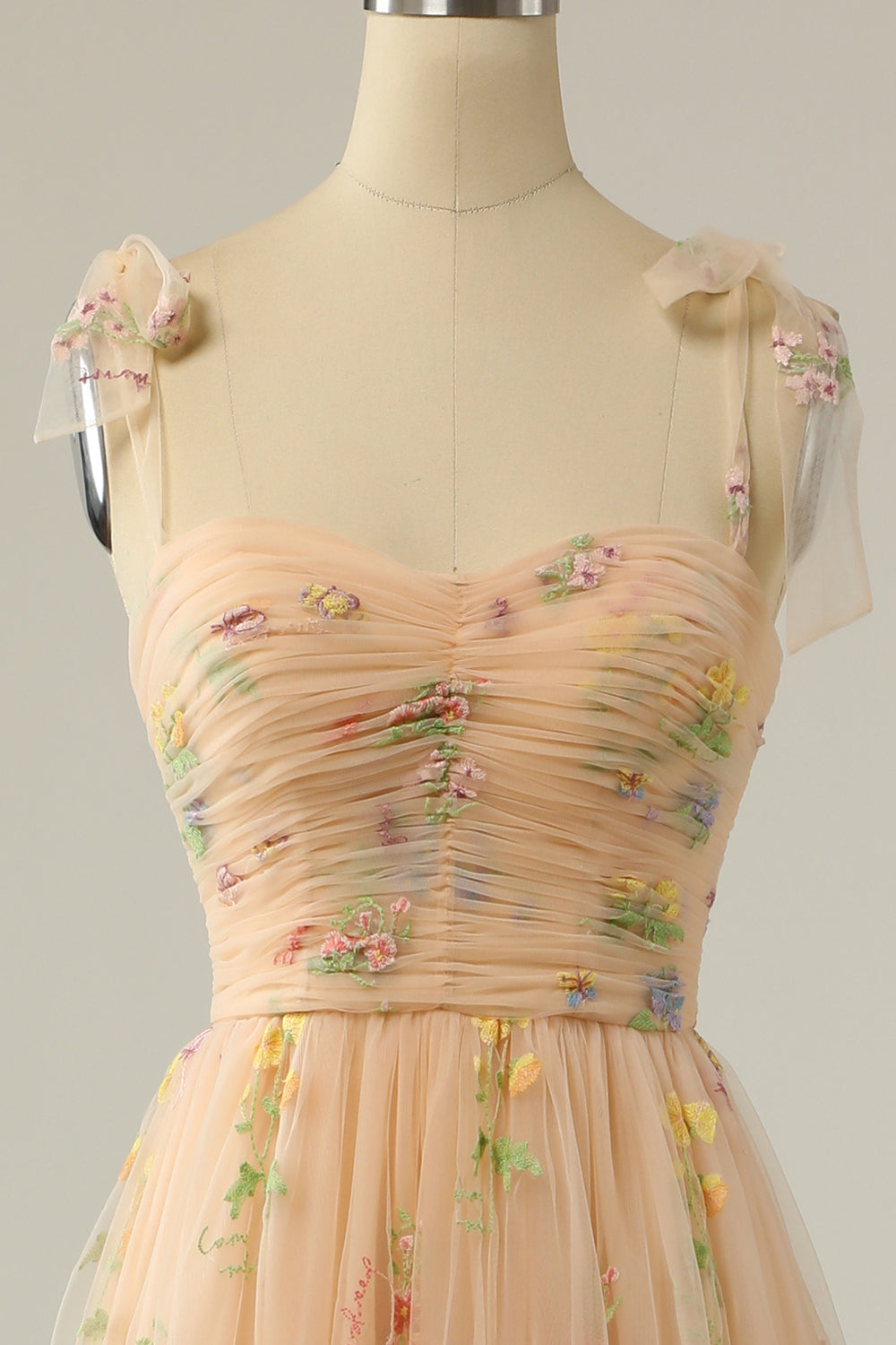 Elegant A Line Spaghetti Straps Blue Long Prom Dress with Embroidery