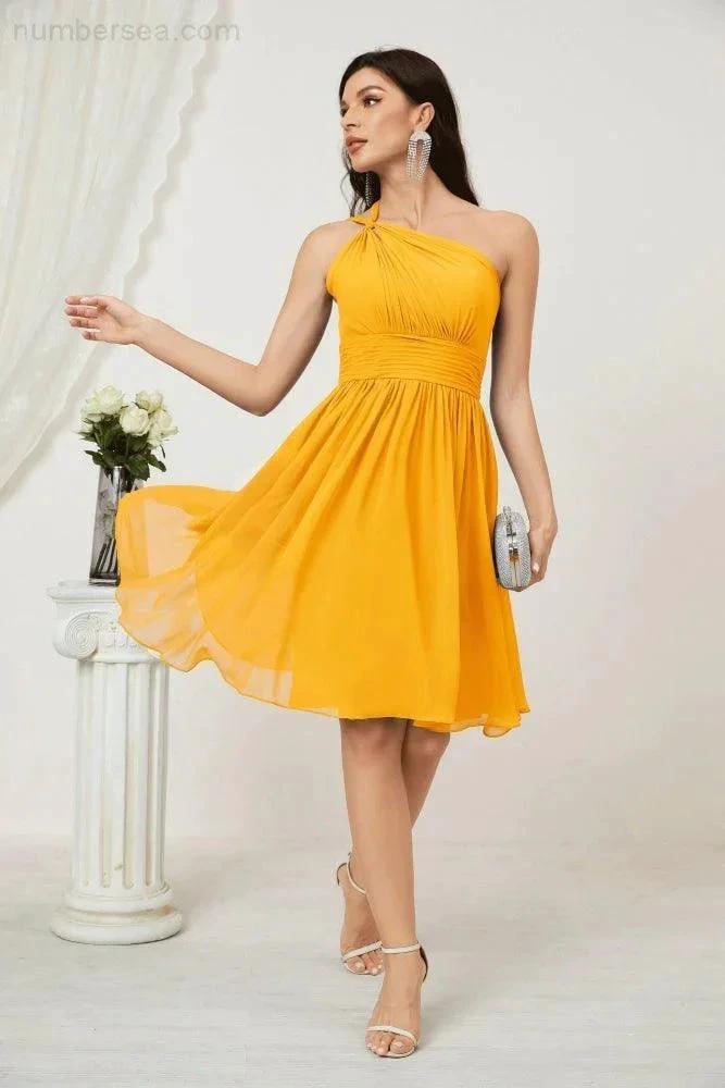 ZapDress Women Chiffon Short One Shoulder Bridesmaid Dress Formal Dresses for Party Homecoming  2804 (ZD16948)