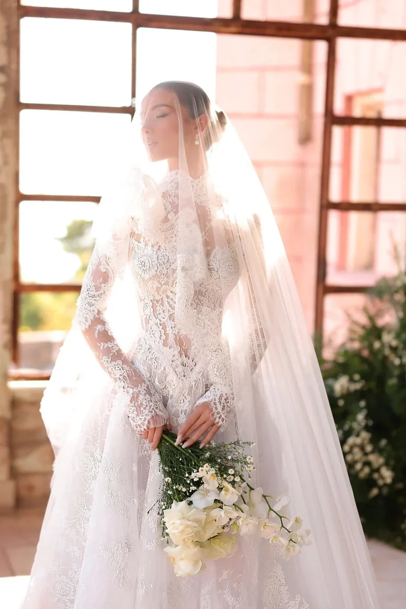 Designer Wedding Dresses A Line Lace Wedding Dresses With Sleeves (ZD17409) - View 3 | VelvetHem