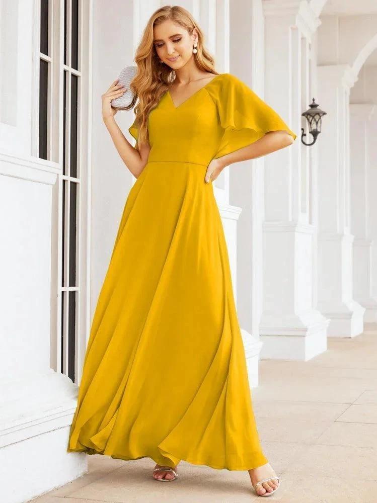 Numbersea Bridesmaid Dresses for Wedding Formal Evening Party Prom Gown with Cape 28050 by numbersea