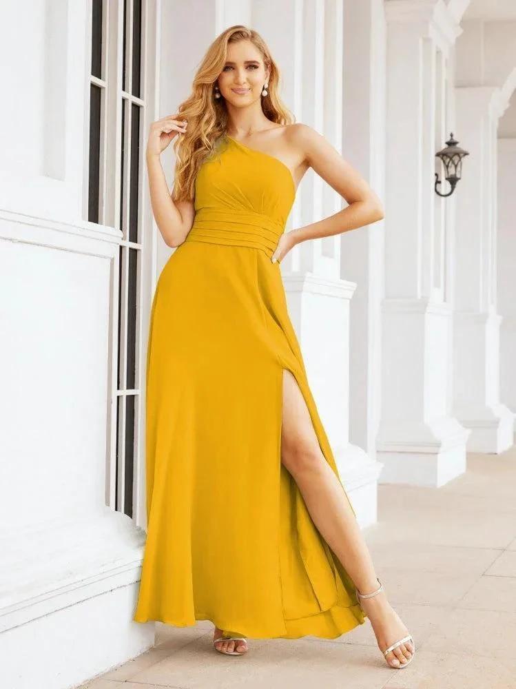 Numbersea One Shoulder Bridesmaid Dresses Long Formal Prom Gowns 28048 by numbersea