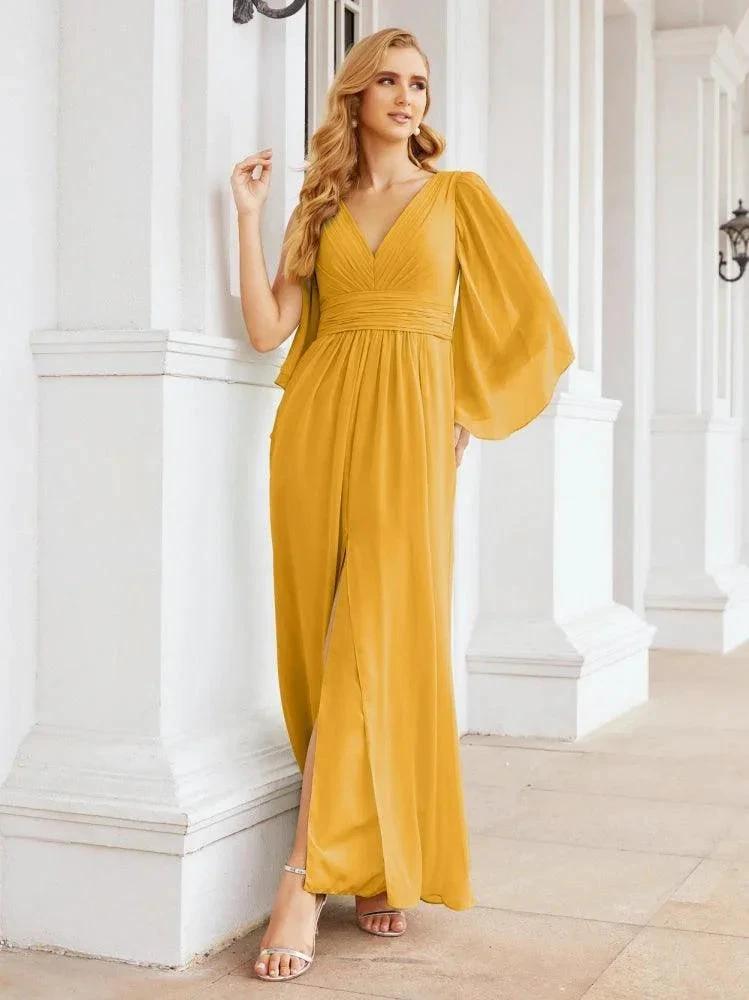 Numbersea Bridesmaid Dresses with Split for Wedding Party Flutter Sleeves 28045 by numbersea