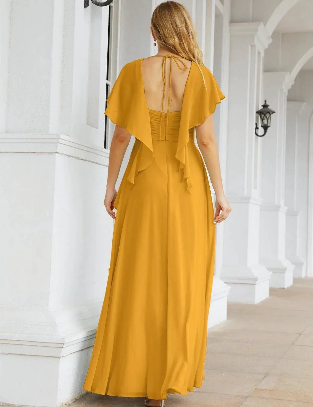 ZapDress Chiffon Bridesmaid Dresses Long Formal Evening Prom Mother of The Bride Dress with Flutter Sleeve (ZD17054)