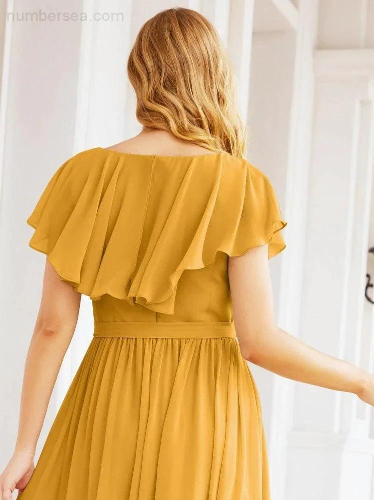 Bridesmaid Dresses with Flutter Sleeves Formal Evening Party Prom Gowns 28044 (ZD17033)