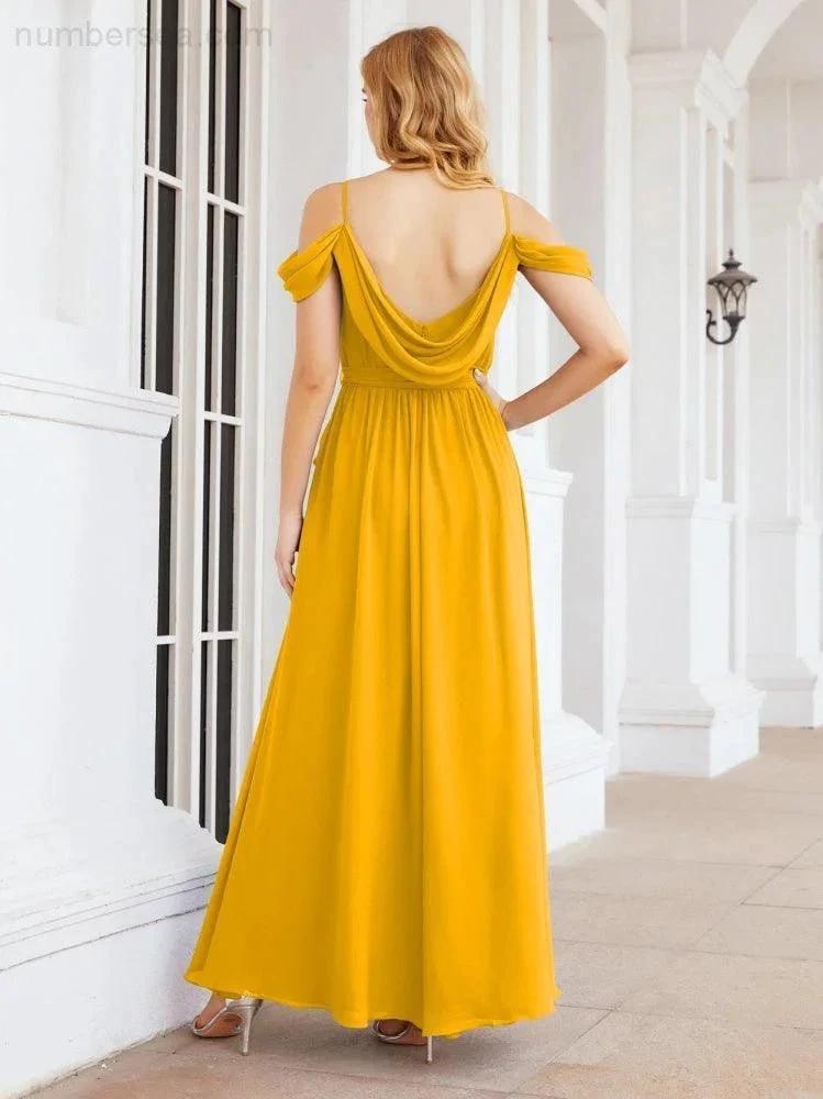 ZapDress Off The Shoulder Chiffon Bridesmaid Dress Long Formal Graduation Gown with Cowl Back 28069 (ZD17004)