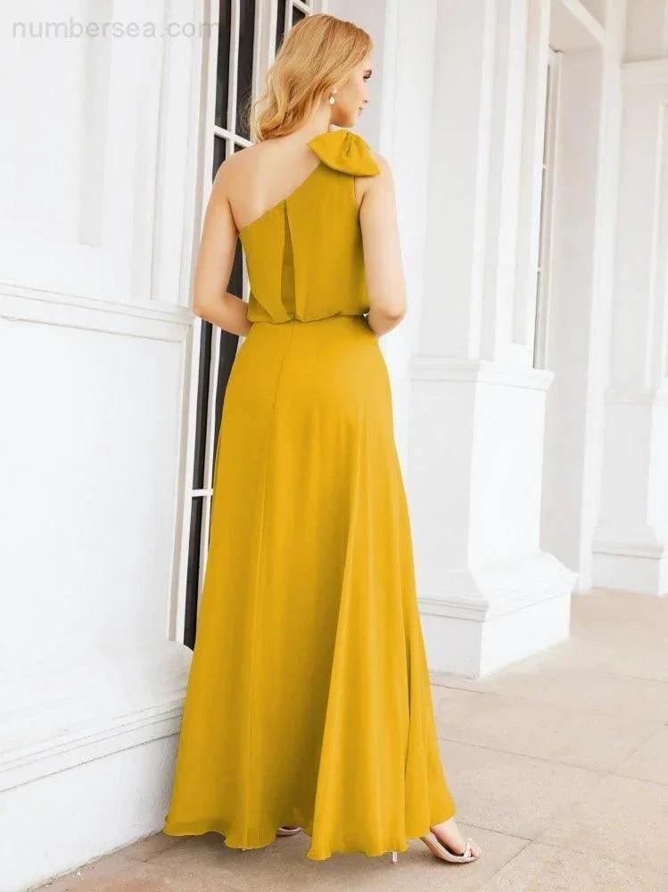 ZapDress Chiffon Ruffled One Shoulder Sleeveless Long Bride Dresses A-line Formal Evening Gown Side Split 28057 (ZD17041)
