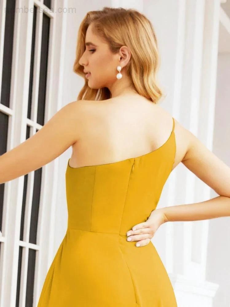 ZapDress Women's One Shoulder Formal Prom Gowns for Mother of The Bride Side Slit Bridesmaid Dresses 28052 (ZD16994)
