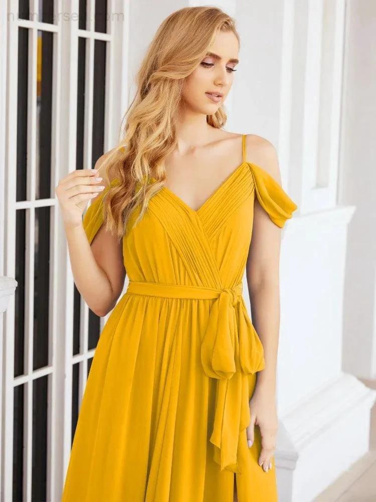 ZapDress Off The Shoulder Chiffon Bridesmaid Dress Long Formal Graduation Gown with Cowl Back 28069 (ZD17004)
