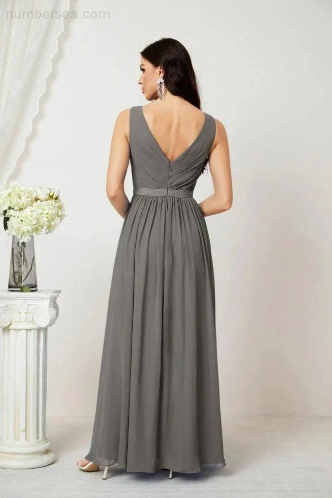 Women's Chiffon Long Bridesmaid Dresses A line Sleeveless Formal Prom Gown for Evening Party Homecoming Dresses 2808 (ZD16947)