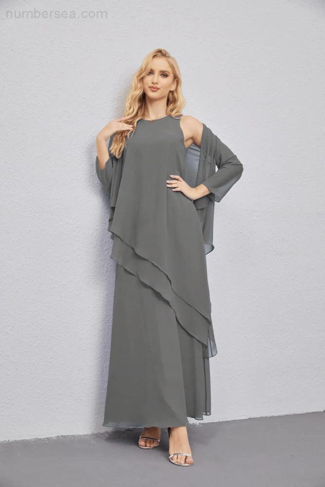 Mother of Bride Dresses with Open Front Lightweight Cardigan Formal Prom Gown  28081 (ZD16990)
