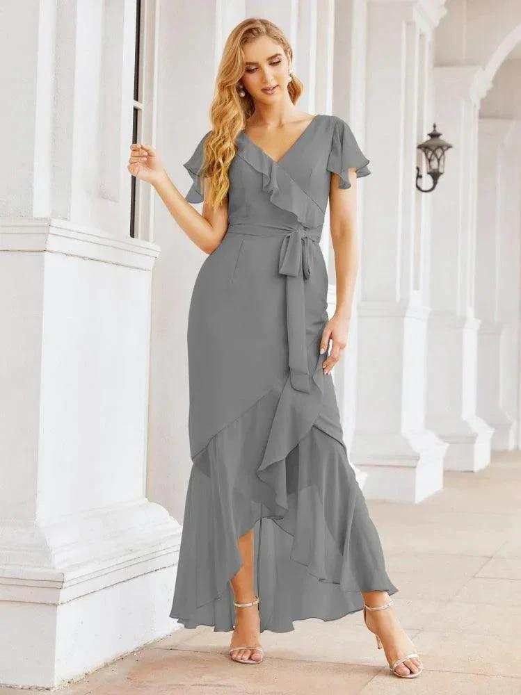 Numbersea Ruffled Bridesmaid Dresses Mermaid Formal Violin Evening Party Prom Gowns 28042 by numbersea