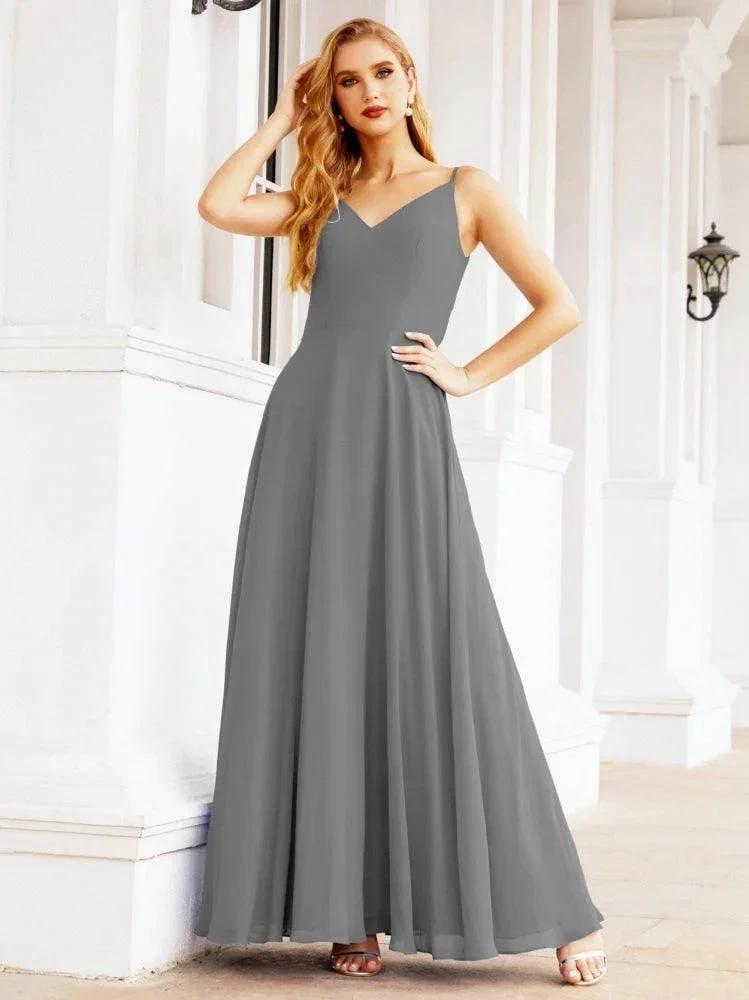 Numbersea Spaghetti Strap Bridesmaid Dresses V Neck Butterfly Back Fromal Evening Party Prom Gown 28036 by numbersea