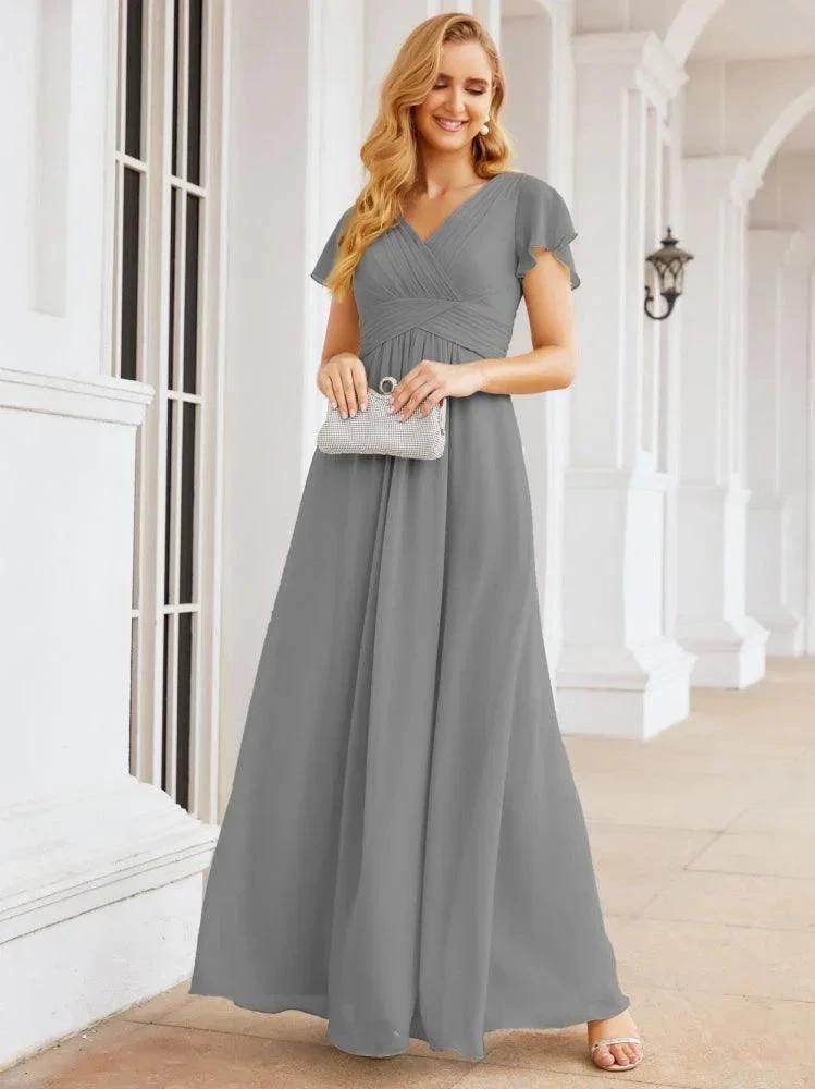 Numbersea Formal Prom Gowns for Mother of The Bride Cap Sleeves Bridesmaid Dress 28047 by numbersea