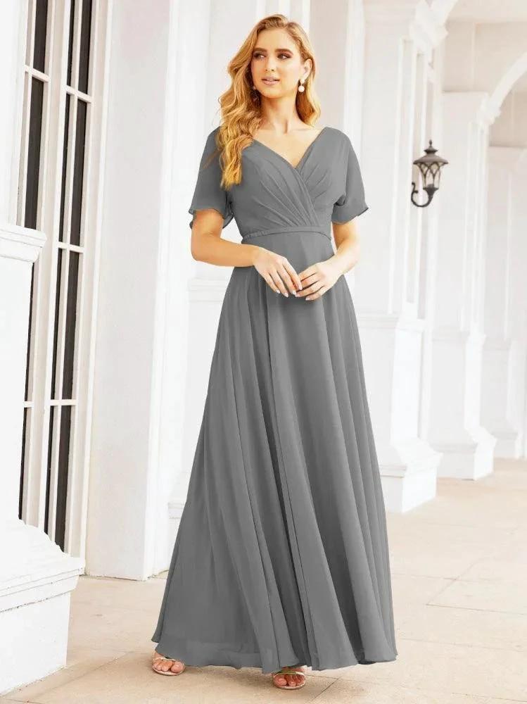 Numbersea Formal Prom Gowns for Mother of The Bride Short Sleeves Bridesmaid Dress 28049 by numbersea