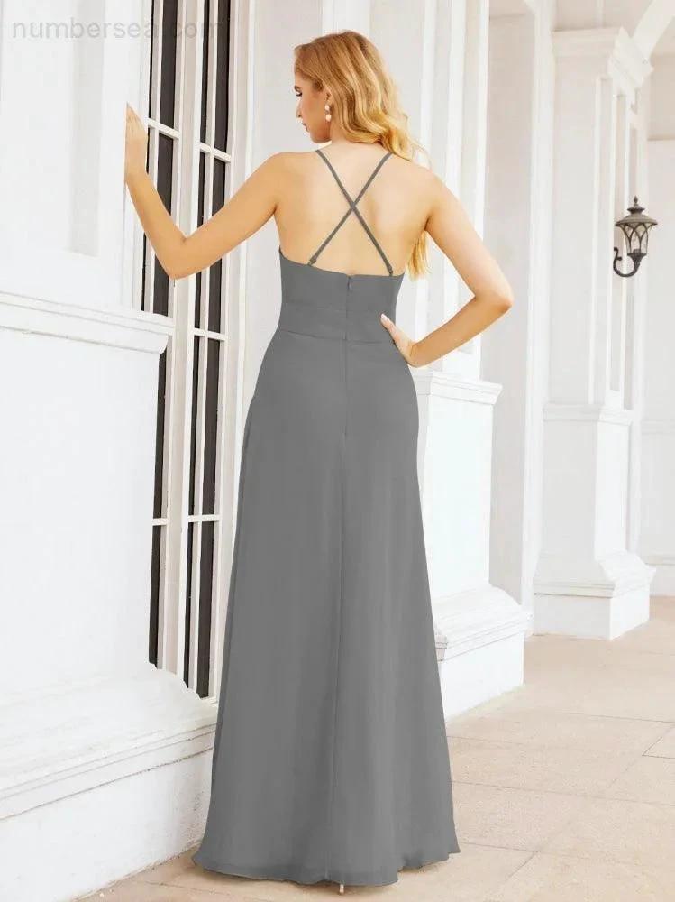ZapDress Halter Bridesmaid Dresses with Pockets Sleeveless Formal Evening Party Prom Gowns  28055 (ZD17039)