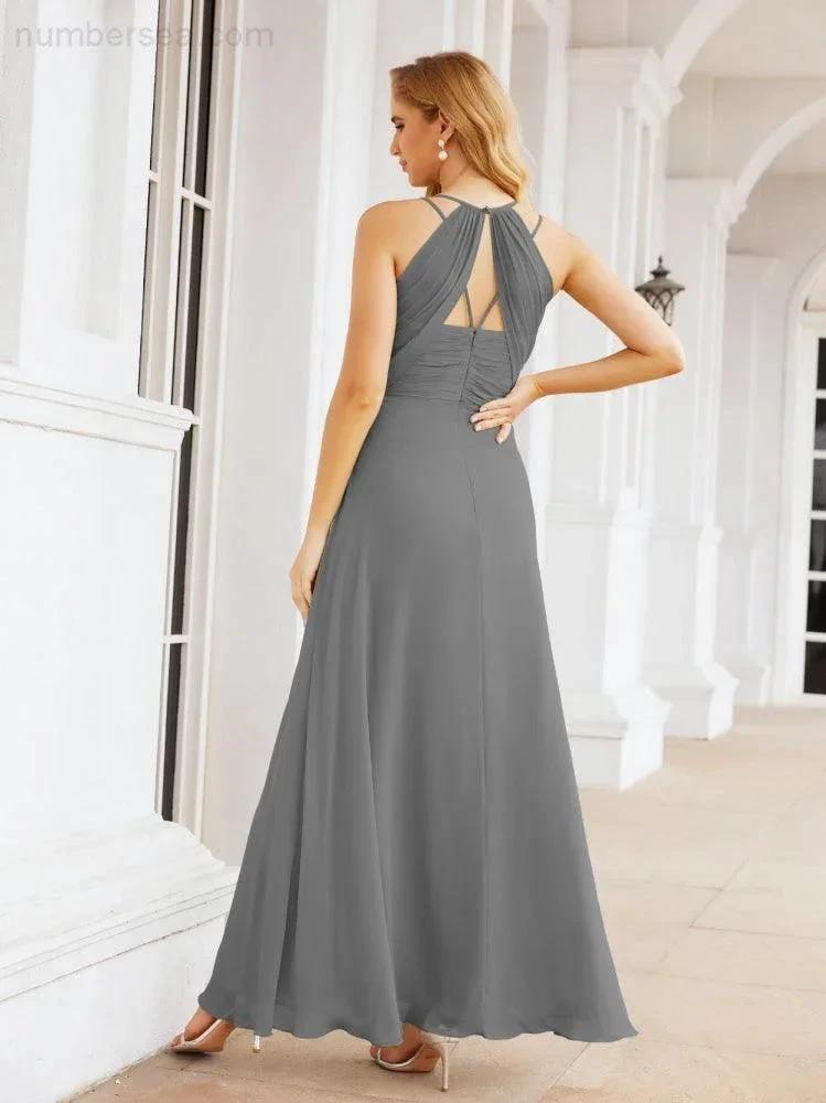ZapDress Double Spaghetti Straps Bridesmaid Dresses for Women Long Formal Party Dress Side Split 28051 (ZD17036)