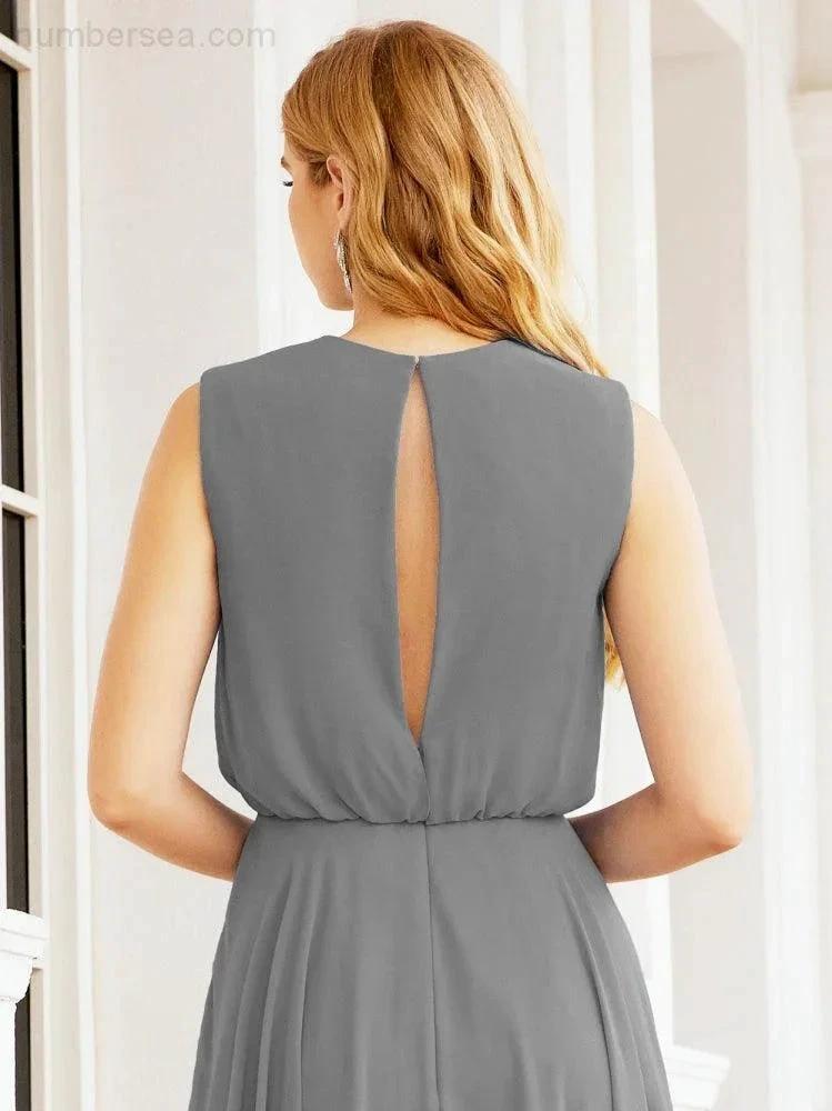 ZapDress Sleeveless Long Bridesmaid Dress A line Formal Evening Prom Gown 28025 (ZD17053)