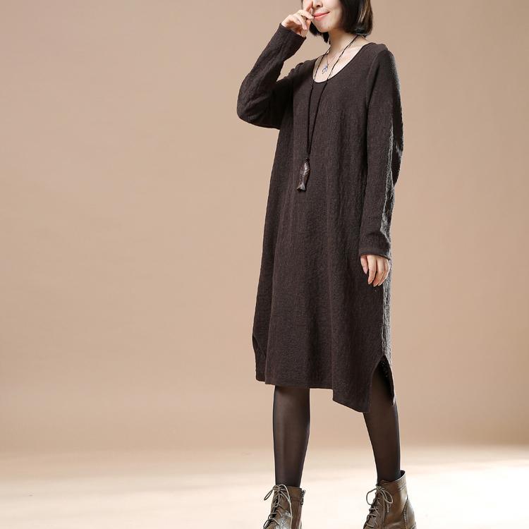 Chocolate oversize women sweaters knit dresses