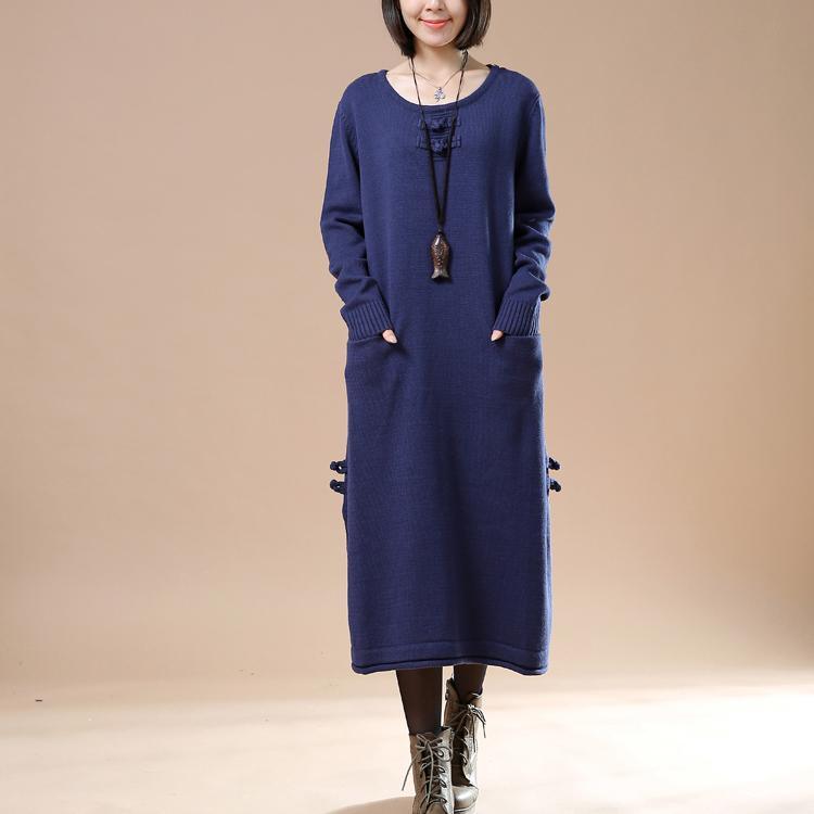 Navy winter maxi dresses knit sweaters long