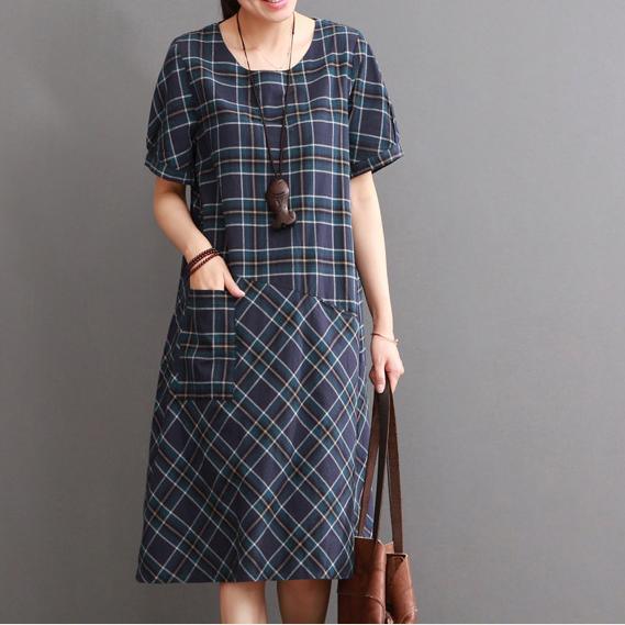 New plaid cotton dress summer casual dresses sundress