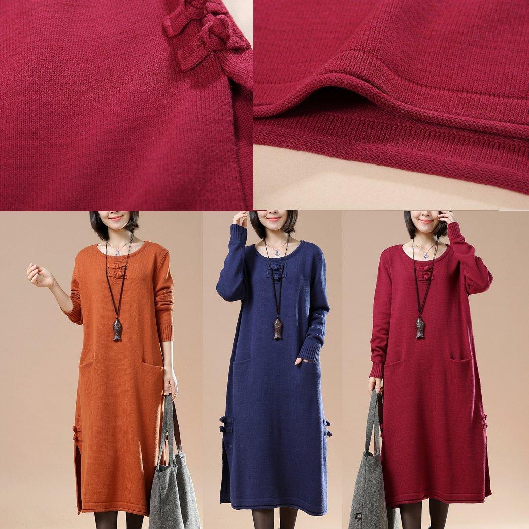 New red knit maxi dress plus size long sweaters