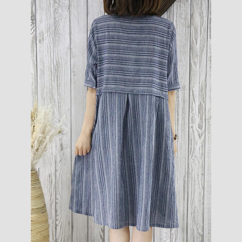 New summer dress half sleeve grid plus size fit flare shirt dress blouse