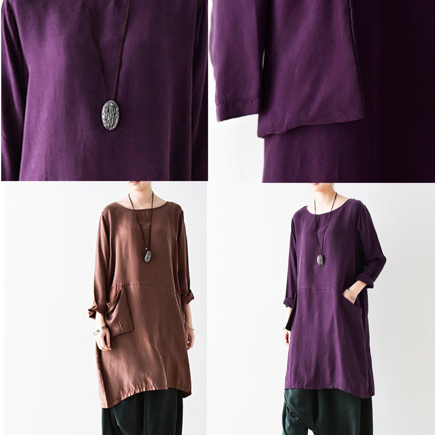 fall chocolate silk shift dress oversize blouse