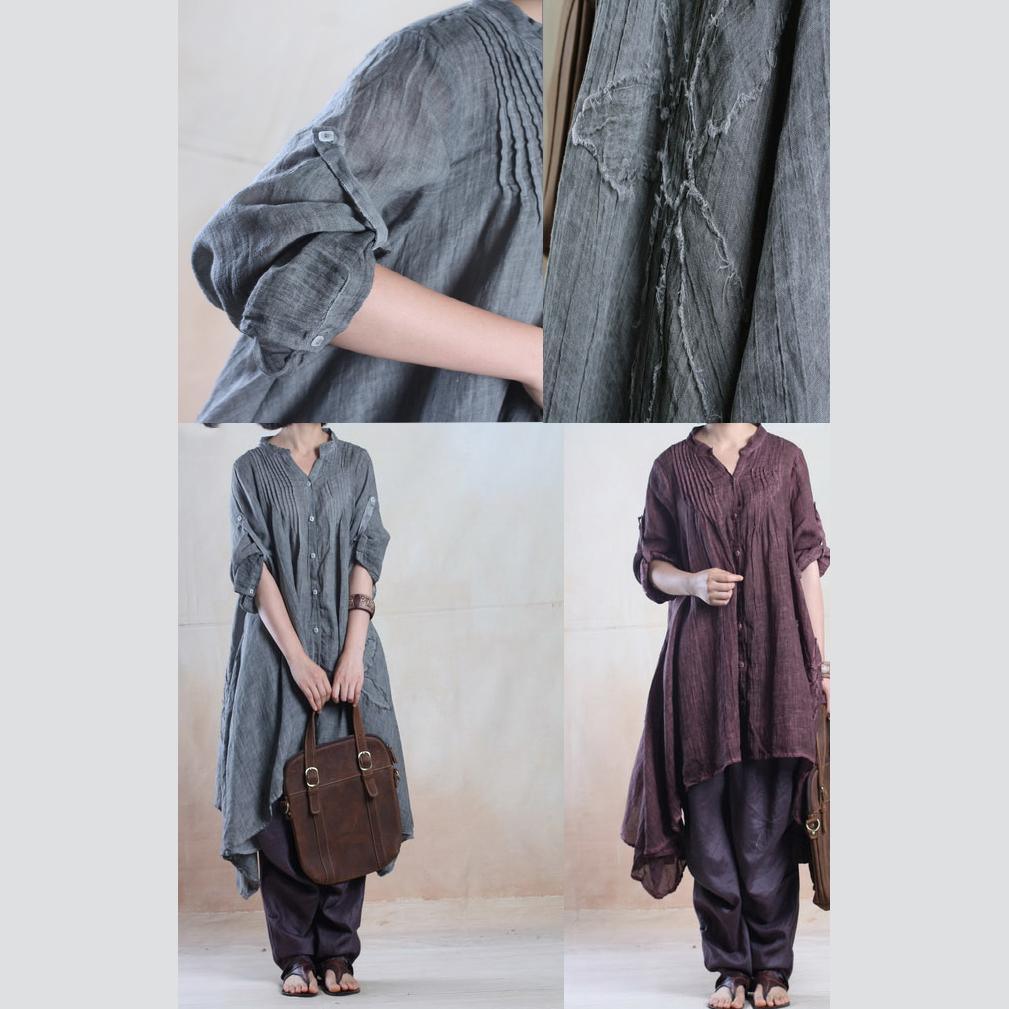 fall dresses vintage asymmetrical linen dress caftans overize in blackish purple