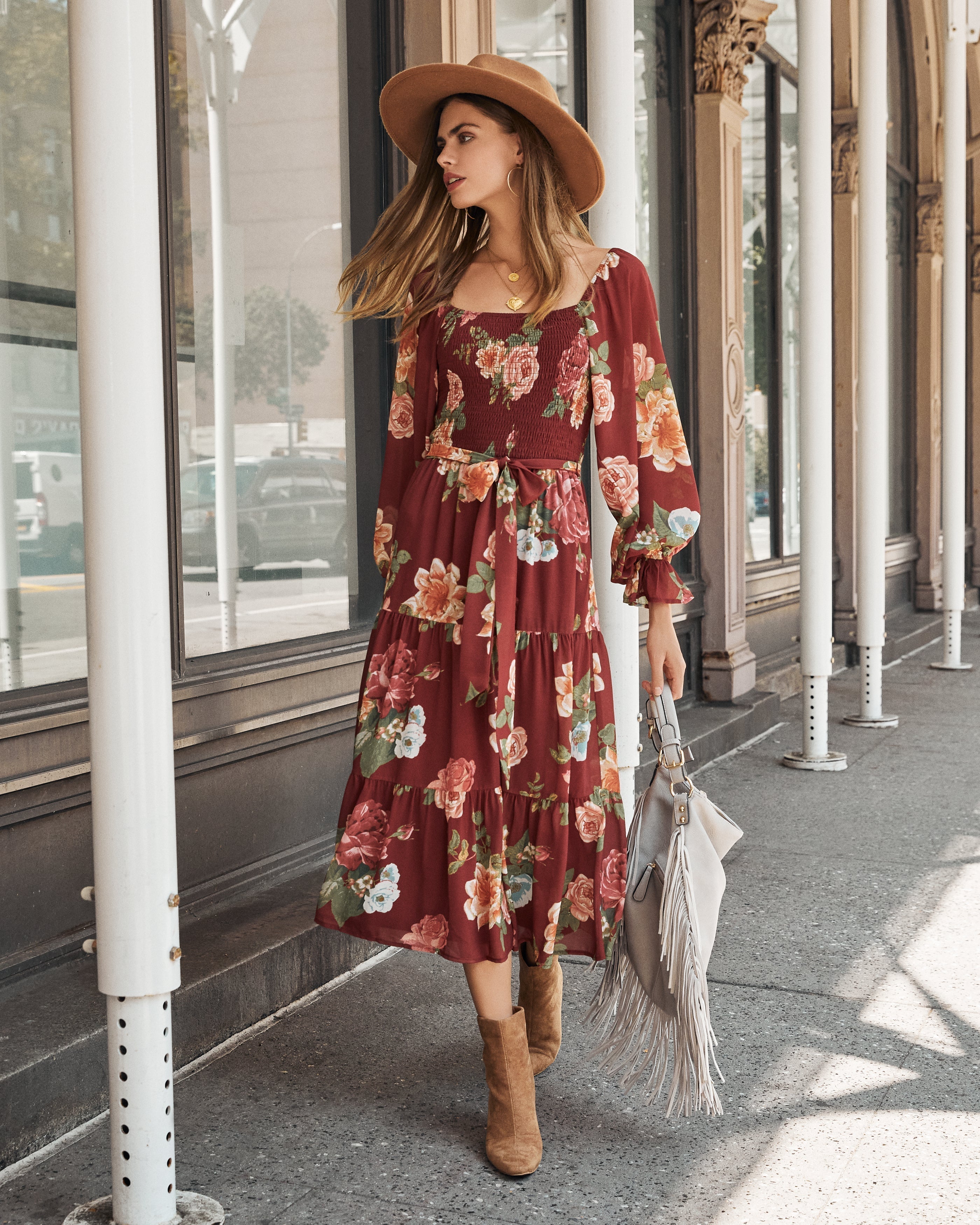 Claudette Floral Smocked Midi Dress FINAL