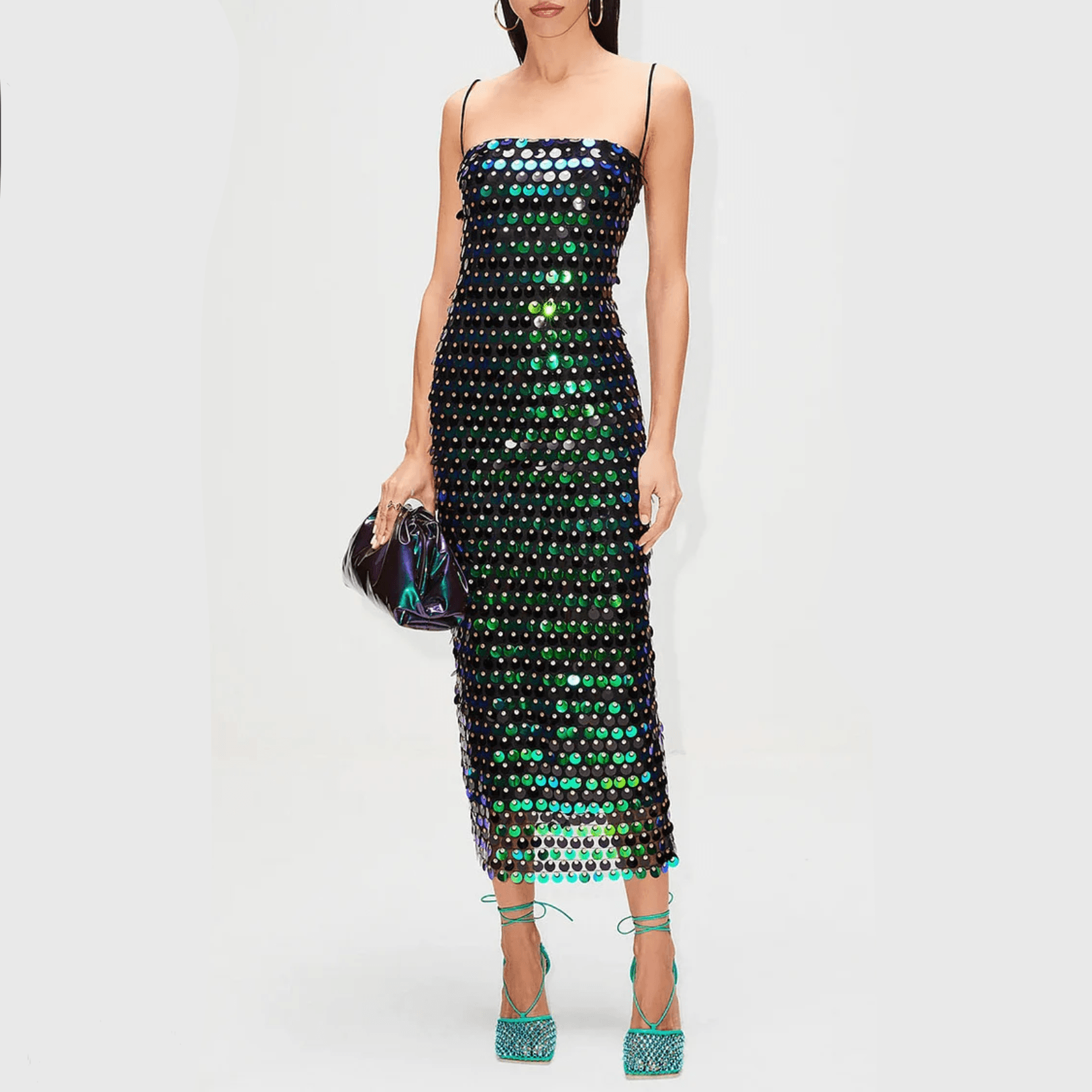Attention Hologram Sequin Midi Dress