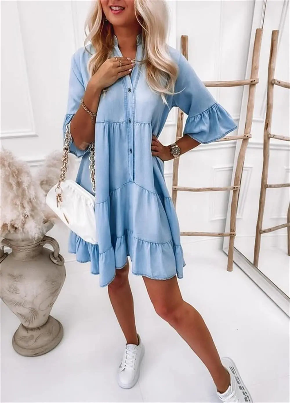 Yvonne Premium Denim Dress Evening Wear Edit