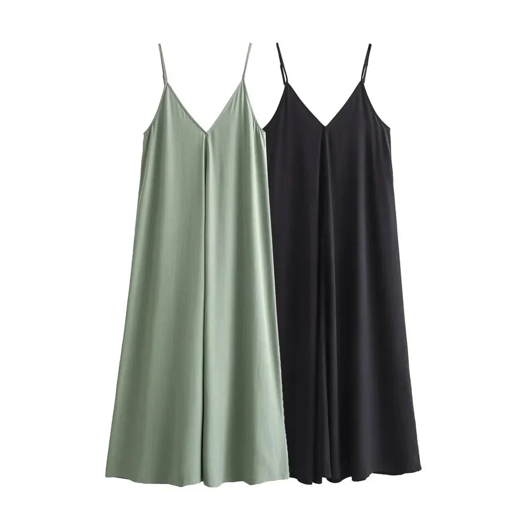 Greta Flowing Midi Dress for Women Effortless Chic Look
