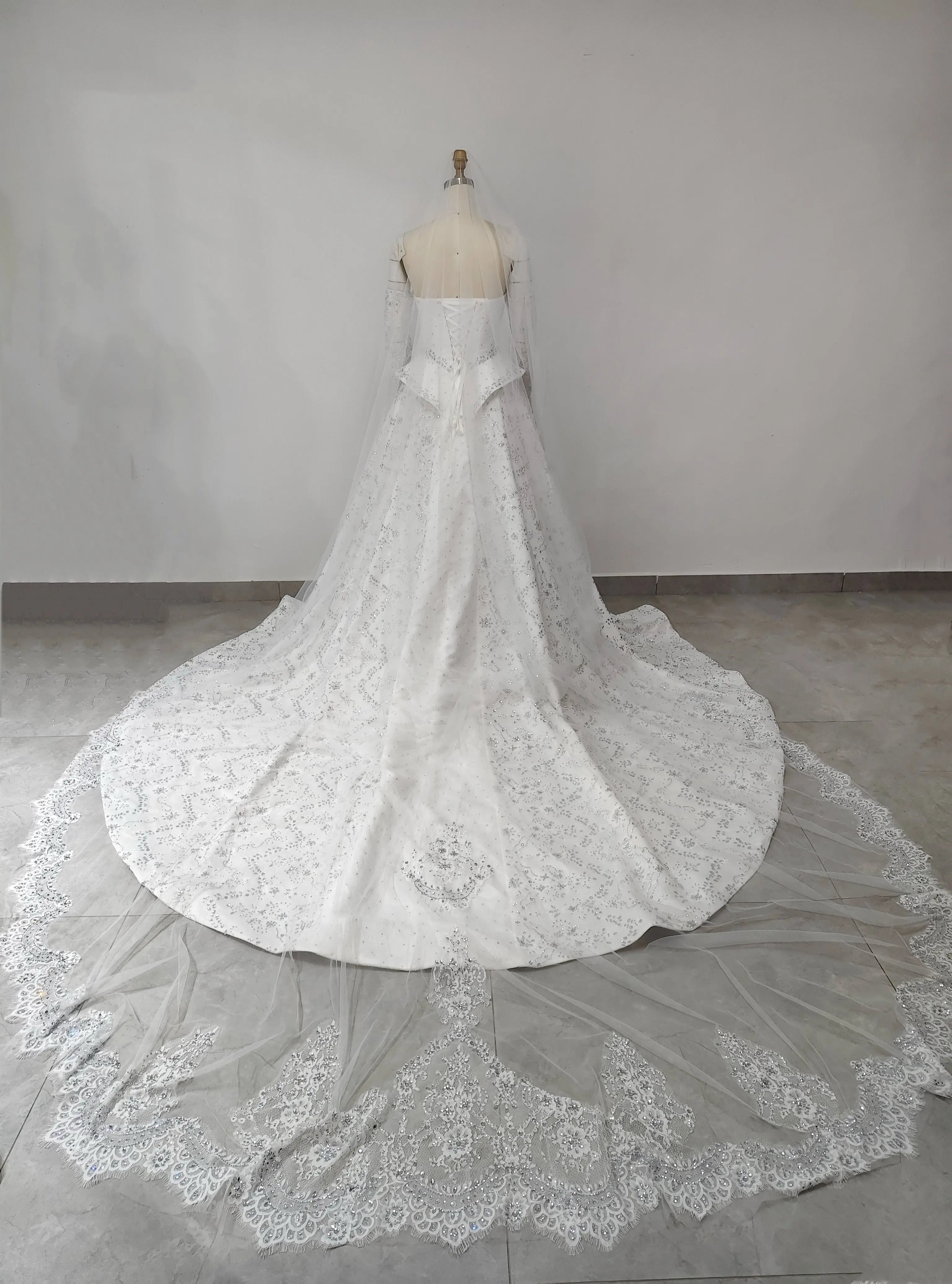 Luxury Off Shoulder Beaded Ball Gown Wedding Dress ZP181