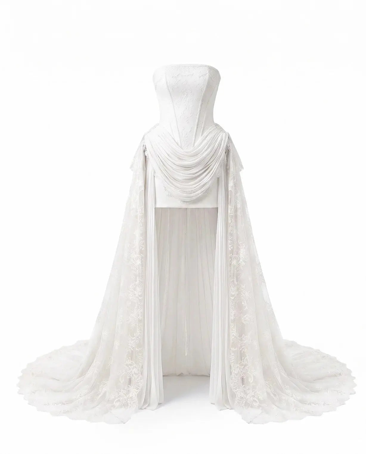 Strapless Corset Wedding Dresses with High-Low Lace Train ZP025