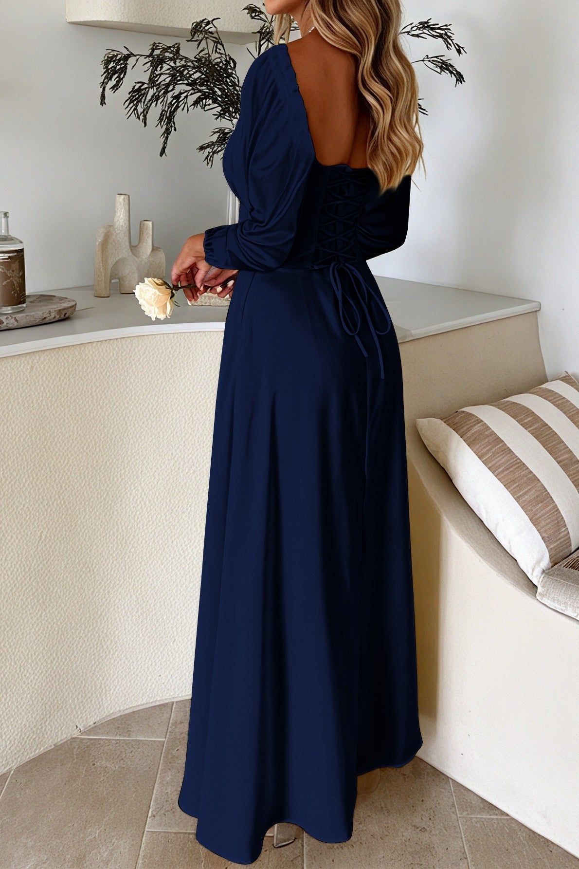 Solid Long Sleeve Dress with Modern Everyday Styling Boutique Fashion Style