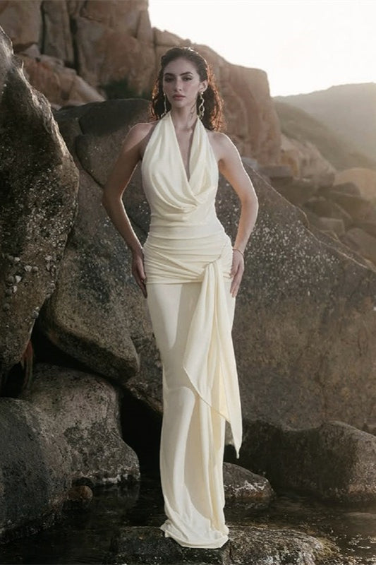 Draped Neckline Low-Back Maxi Party Dress - View 3 | VelvetHem