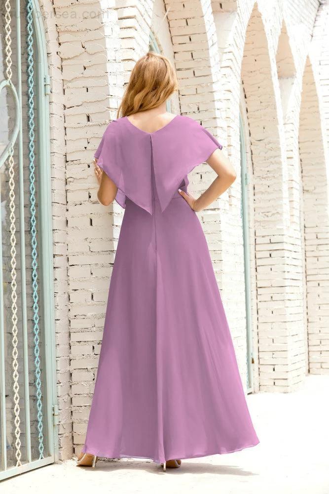 Zapdress Mother of The Bride Dresses Plus Size V-Neck Floor Length Formal Prom Dress for Wedding Guest 28020 (ZD17058)
